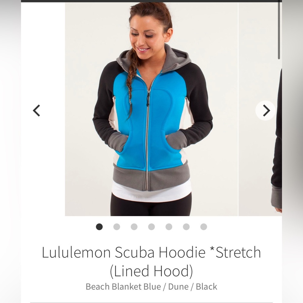 Lululemon Scuba Hoodie (Stretch), size 6, Beach Blanket Blue/Dune/Black